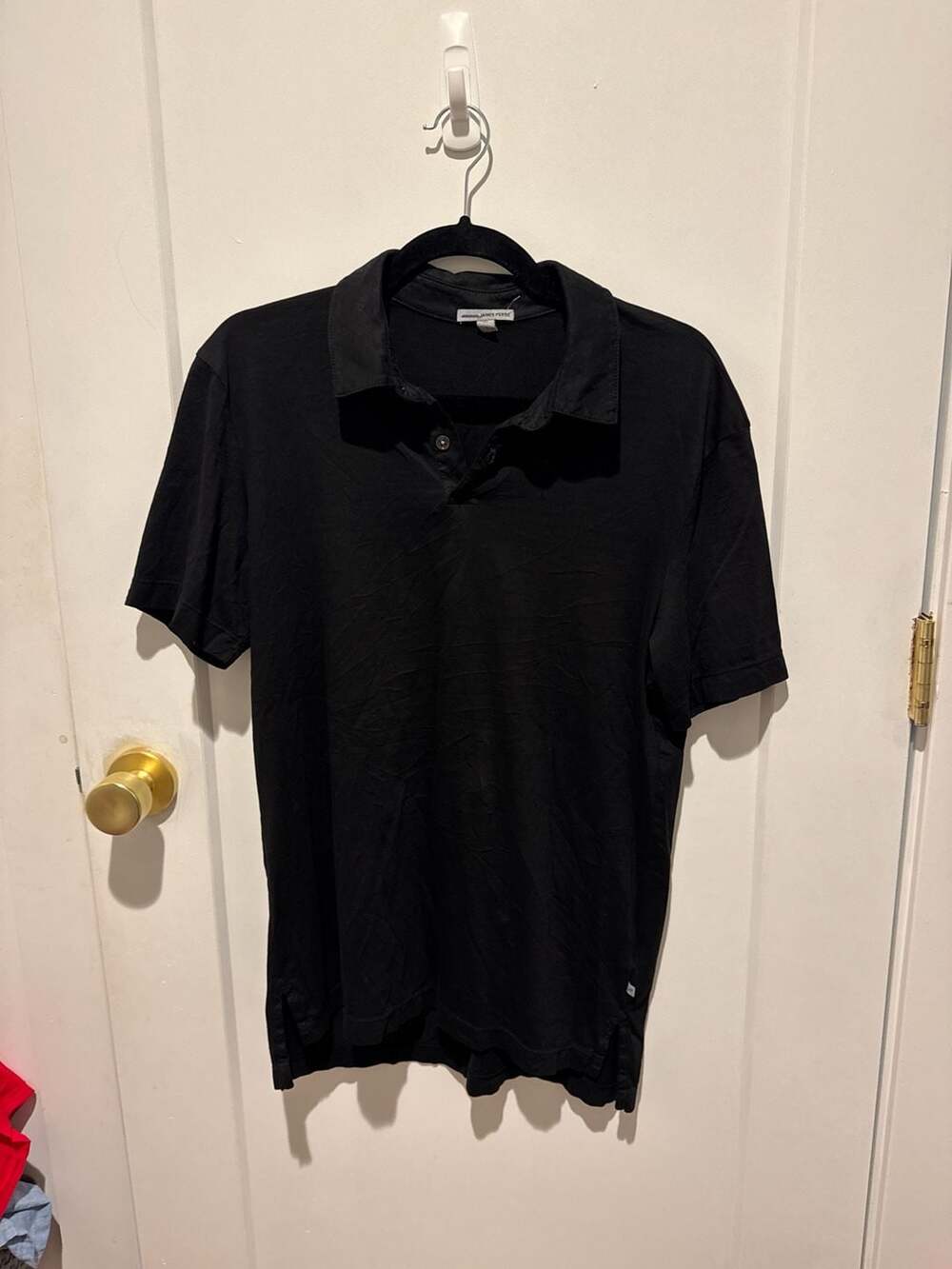 Standard James Perse Men's Black Sueded Jersey Polo Shirt